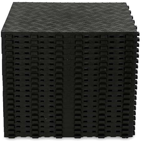 bimiti 20 Stück PVC Garagenboden 40 x 40 cm, Gummifliesen Rutschfeste Garagenboden Fliesen aus Gummi Ineinandergreifende Werkstattboden Strapazierfähiges Gummifliesen Schwarz