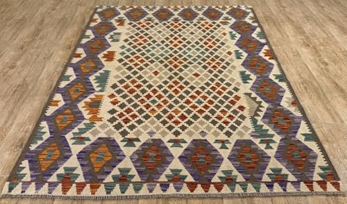 Rug Studios Teppich KELIM ORIGINAL | Farbe: Multi | Größe: 162 x 209 cm | Landhaus | Vintage | Modern | elegant | Wohnzimmer | Schlafzimmer | strapazierfähig und leicht zu reinigen