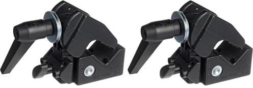 Manfrotto 035 Super Clamp Morsetto con Blister, Capacità di Carico 15 Kg, in Alluminio, Nero (Confezione da 2)