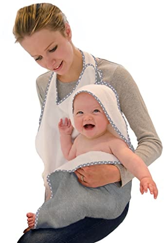 Cuddledry Hands Free Baby Bath Towel | Luxuriously Soft Bamboo & Cotton Hooded Baby Towel | Apron Towel for Safe Babies Bathtime | Perfect Newborn Gift | Grey