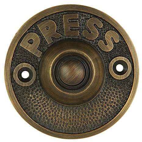A29 Campanello circolare in ferro cablato con pulsante in ottone anticato finitura vintage decorativo campanello per porta con facile installazione