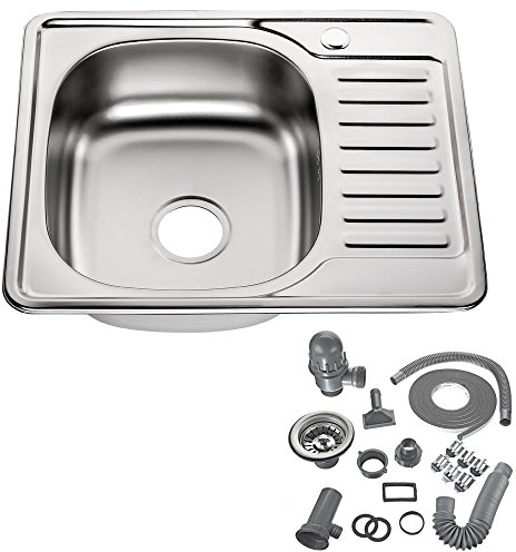 58 x 48 cm fregadero de acero inoxidable rectangular Izquierda con estante fregadero de cocina fregadero