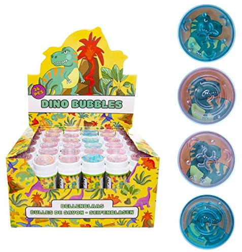 36 x Seifenblasen mit Geduldspiel 50 ml Bursting Bubbles Dino Party Tombola