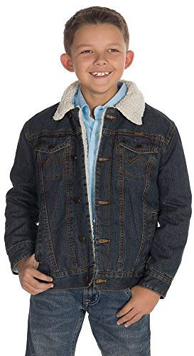 Wrangler Boy’s Western Lined Denim Jacket, Blanket Indigo, XXL