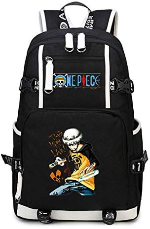 WANHONGYUE One Piece Trafalgar Law Anime Backpack Schüler Schultasche Laptop Rucksäcke Freizeittasche Daypack Schwarz-20