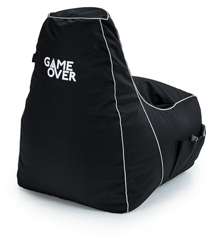 Game Over Purifying Code Video Gaming Bean Bag Chair | Indoor Living Room | Side Pockets for Controllers | Headset Holder | Ergonomic Design for the Dedicated Gamer
