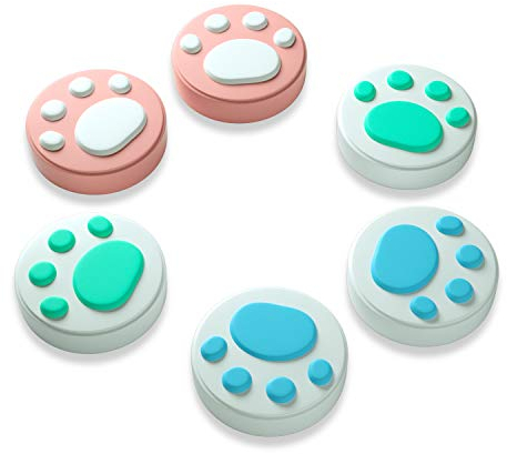 Interruttore manopole per pollice, morbido interruttore in silicone tappi per la presa del pollice, tappi per joystick compatibili con interruttore Joy Contro - rosa e bianco (6PCS)