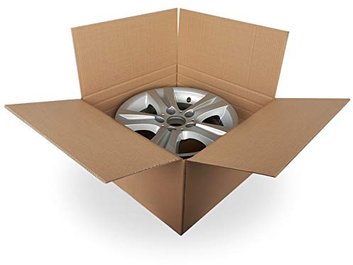 KK Verpackungen® Felgenkarton | 4 Stück, 19 53 x 53 x 31 cm, Doppelwelliger Versandkarton für eine 19 Zoll Felge mit variabler Kartonhöhe | Zweiwellige Versandverpackung für Felgen