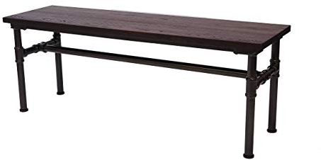 Mendler Sitzbank HWC-H10b, Esszimmerbank Bank Hocker, Ulme Holz Industriedesign, 120x35cm MVG-Zertifiziert, schwarz-braun