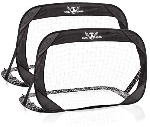 Mur de But de Football Pop-up Goal Star 120x80x80cm; But de Football Automatique à Assembler, Pliable avec Sac de Transport