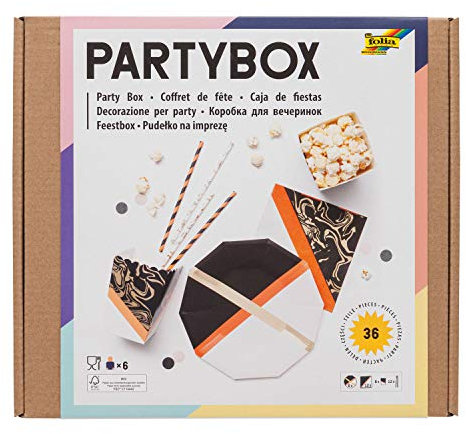 folia 45301 - Party - Box Adults, 36 Teile (für ca. 6 Personen), schöne Tischausstattung für Geburtstage, Feste und vielen weiteren Anlässen