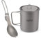 Lixada 300ML / 350ML / 550ML / 650ML Cookware Set Ultralight Titanium Cup with Dinner Folding Spork Tableware for Camping Hiking Hiking (750ml)