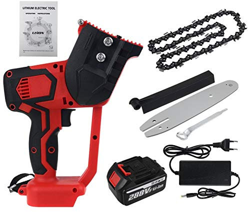 ZZBB Motosierra Inalámbrica De 8 Pulgadas, 288 V, Batería Eléctrica Portátil Recargable, Sierra De Cadena, Motor Sin Escobillas De 1500 W, Herramienta Eléctrica