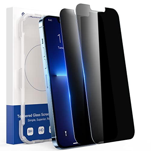 SYNCWIRE Sichtschutz für iPhone 13 Pro Max/14 Plus 6,7 Zoll [2 Stück], Anti-Spy Glas mit Installationsrahmen für iPhone 13 Pro Max/14 Plus [9H-Härte, 6X-Stärke, Bruchsicher, Wischfest, Blasenfrei]
