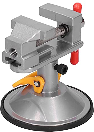 Naroote Mini-Schraubstock mit Saugnapf aus 45# Stahl, Silber, für glatte Glasoberflächen