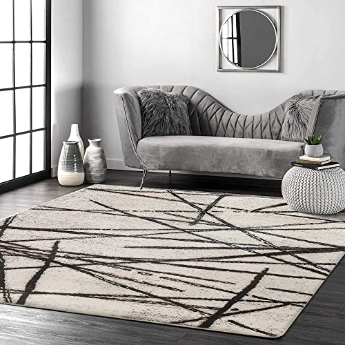 Leesentec Teppich Wohnzimmer Moderner Künstlerischer Teppiche Waschbar Kurzflor rutschfest Orientteppiche Raummatte,Beige,200 x 250 cm