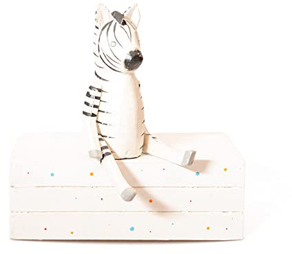kadoh Kantenhocker Tier (Zebra) 23 cm • Deko-Figur aus Holz für Wohnzimmer • Handgemachte Holztiere