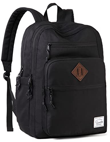 VASCHY Rucksack Herren Dame, Groß Schulrucksack für Teenager Kinder Mädchen Junge 21L Handgepäck Rucksack 15,6 Zoll Laptop Backpack, Schwarz