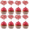 Gyufise 24 Stück Happy Valentine's Day Cupcake-Topper Glitzer Sweet Love Be Mine Valentinstag Cupcake Picks Valentinstag Thema Geburtstag Party Kuchen Dekorationen Zubehör Rot