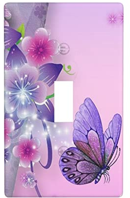 Pink Butterfly Decorator Lichtschalter oder Steckdose Wandplatte für Lichtschalter, Dimmer, Steckdose