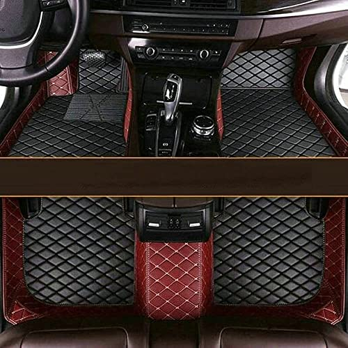 NYMCAR Kompatibel Nach Maß Auto FußMatten für Audi A1,A2,A3,A4,A5,A6,A7,A8,Q2,Q3,Q5,Q7Q,Q8,TT,R8,e-tron,Q4 e-tron,Automodelle 2000-2023 (Rotwein und Schwarz)