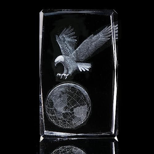 Yoption 3D Adler Briefbeschwerer Kristallglas Würfel Laser geätzt Souvenirs Basteln Dekoration Ornamente Geburtstag mit Geschenkbox