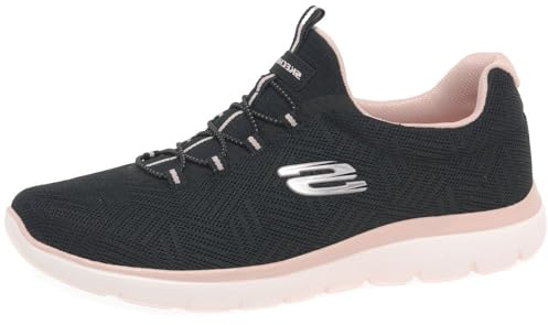 Skechers Summits Artistry Chic, Scarpe da Ginnastica Donna, Bordo in Rete Nera Rosa Chiaro, 43 EU