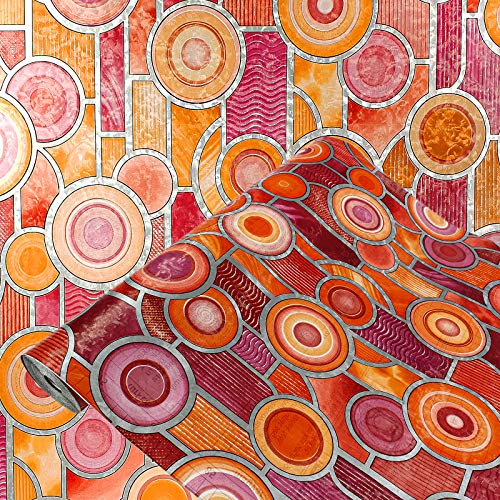 DecoMeister Fensterfolien Klebefolie Deko-Folie Fensterdekor Glasfolie Sichtschutz Selbstklebefolie Sichtschutzfolie Selbstklebend Folie für Fenster 90 x 100 cm Target Kreise