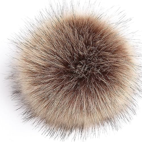 10 Stück 10cm Kunstfell Pompon Fellbommel Pompon Bommel für Mützen Beanies Fellbommel Fellpompon Künstlicher Haarball für Tasche Anhängern Schlüsselanhänger Dekoration Bekleidung Zubehör -braun