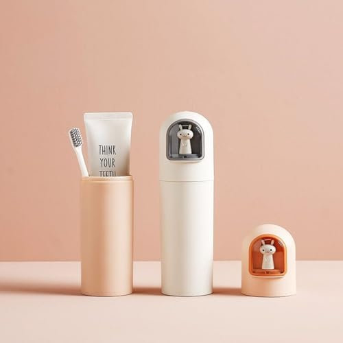 Jadin Zahnbürsten Etui Kinder, 2 Stück Zahnbürste Reiseetui, Portable Karikatur Zahnbürstenhülle, Zahnputzbecher für Junge Mädchen Zuhause Schule Wandernder Camping (Rosa + Weiß)