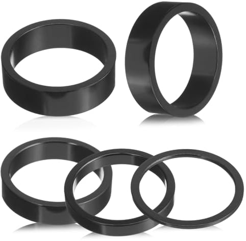 QttvbTna 5 Pcs Bike Headset Spacer 1 1/8, 4 Sizes Bicycle Headset Washer Road Bike Stem Spacers, Aluminium Alloy Headset Spacers for Bikes(2mm 3mm 5mm 2x10mm)
