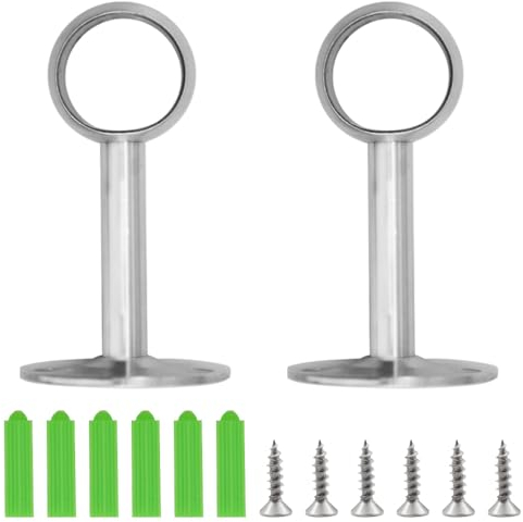 CEEYSEE 2PCS Closet Pole Sockets 25mm Stainless Steel Curtain Rail Brackets with Screws Wardrobe Rail Rod Support Socket Flange Rod Holder for Curtain and Storage Rod (25mm/FLZ)