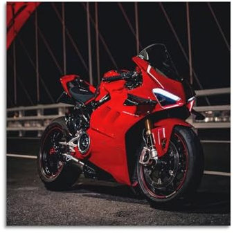 YANLI Motorrad-Rennwagen-Poster Ducati Panigale V4, dekoratives Gemälde, Leinwand, Wandposter und Kunstdruck, modernes Familienschlafzimmer-Dekor-Poster, 30 x 30 cm