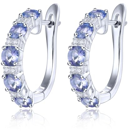LP LOHASPIE Natrual Tansanit Ohrringe für Frauen Mädchen S925 Sterling Silber Edelstein Birthstone Ohrring Rhodium überzogener feiner Schmuck für Geburtstag Jubiläum (Tansanit)