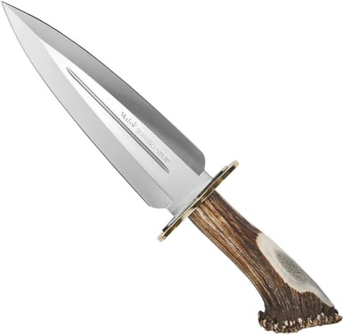 LO TRINCO YO Muela SERREÑO-S hoja de acero MoVa de 22,5 cm y empuñadura de roseta de ciervo para Caza, Pesca, Supervivencia y Bushcraft