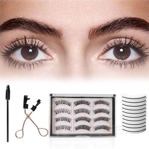 Waofzzn Set de cils magnétiques 3D, cils magnétiques sans eye-liner Magnetic Eyelashes cils magnétiques avec recourbe-cils et brosses