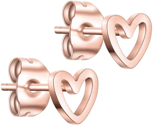 day.berlin piccoli orecchini a cuore a perno da donna placcati oro 18k, 6mm di diametro, acciaio inox 316L, senza nichel e resistenti all'acqua