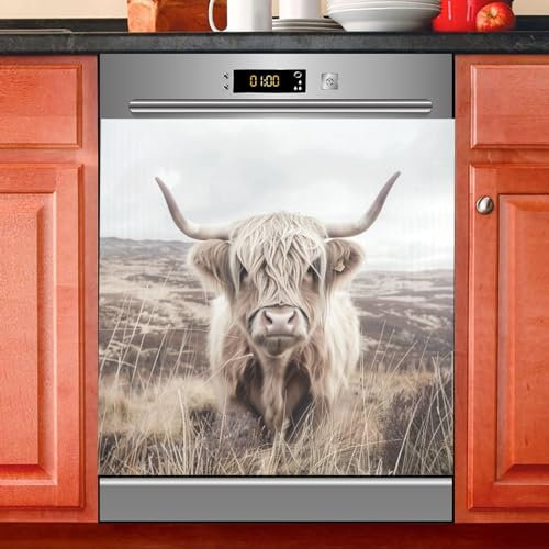 Highland Rinder Kuh Berg Geschirrspüler Magnet Abdeckung Aufkleber Magnetisch Kühlschrank Panel Haustür Kühlschrank Mikrowelle Aufkleber
