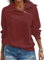 Cuptacc Damen Pullover Winter Quarter Zip Rollkragen Langärmelig Sport Top Damen Loose Baisc Einfarbig Outfit Burgunderrot, Mittel M 38-40