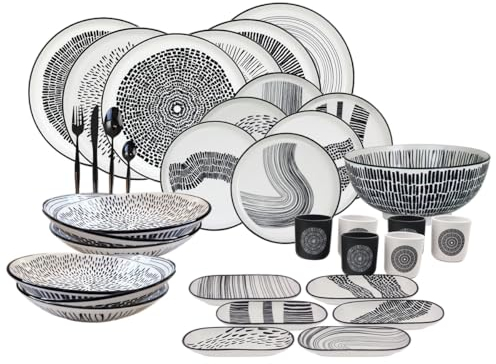 Ard'time – Servicio de mesa completo de 55 piezas, servicio de vajilla, surtido de platos pequeños y grandes, platos y huecos, taza, hogar, ensaladera, vajilla de porcelana, Yucatán