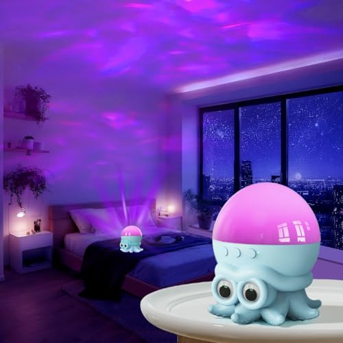 Recsg Oktopus rotierende Welle Projektor mit Fernbedienung, Umgebungslicht, Kinder Schlafzimmer Nachtlicht, Geschenk Ornament bunte Nachtlicht.