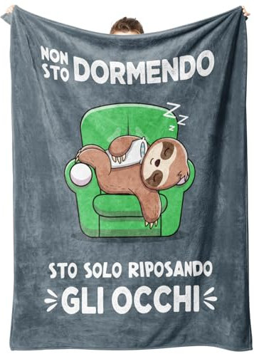 Niyewsor Regalo Uomo Compleanno, Regalos per Uomo Coperta, Festa del Papà Natale Regali per Lui, Nonno, Papà, Marito, Zio, Fidanzato, Bradipo Flanella Coperta 130 x 150cm