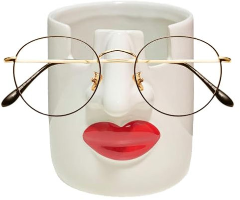 Keramikvasen für Blumen, Gesichtsvasen für Blumen | Ästhetische Vase aus Keramik, moderne Vase mit roten Lippen, einzigartige Skulptur, Blumentopf, Tischvase, Herzstück für das Wohnzimmer