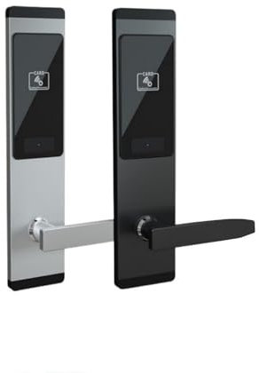 Sistema de gestión de cerraduras de hotel con tarjeta RFID/cerraduras de habitación de hotel con llave mecánica + tarjeta (2020-empuje izquierdo-negro)