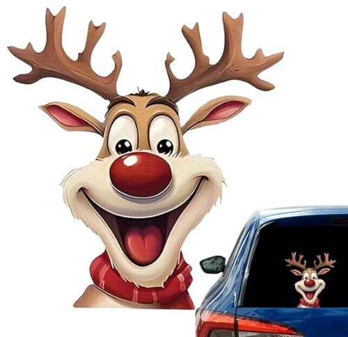 Generisch Weihnacht Elch Auto Aufkleber | Wasserdichte Weihnachten Fensteraufkleber Weihnachten Aufkleber - Lustige Auto Fenster Aufkleber, Weihnachten Auto Zubehör für Stoßstangen
