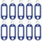 Uniclife 10 porte-clés en plastique souple de 5,1 cm avec étiquettes en papier vierge, films protecteurs transparents pour fenêtres et anneaux fendus, identificateurs d'articles flexibles, bleu