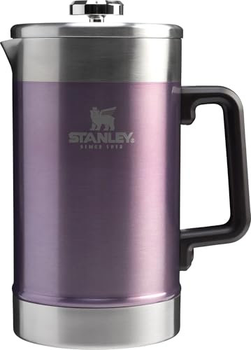 Stanley Cafetera clásica de prensa francesa que se mantiene caliente, 48 onzas, preparación de 5 minutos, 4 horas de calor, filtro de malla para café molido, prensa francesa de acero inoxidable