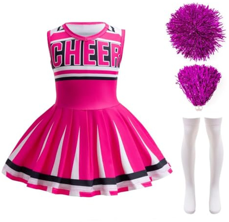 Lito Angels Cheerleader Kostüm Kleid Outfit Verkleidung mit pompons und Socken für Kinder Mädchen