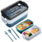 Electri-HQ Fiambrera con 3 compartimentos de 1400 ml, fiambrera, Bento Box apta para microondas y lavavajillas, fiambrera calentable, comida para niños, escuela, oficina y viaje (azul)