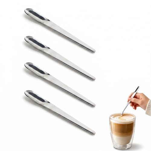 Petite Touillette Cafe, 4pièces Cuillères À Espresso Mini Acier Inoxydable Cuillères Pratiques en Métal pour Apéritif, Pelle à Expresso, Réutilisables pour Crème Glacée, Café, Boissons